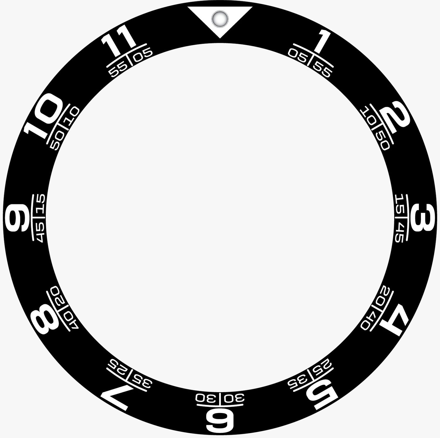 12 Hour "T" Sloped Ceramic Bezel Insert for 38mm Watches (38mm OD / 30.5mm ID)