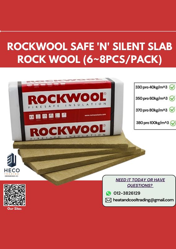 Rockwool Safe &#39;n&#39; Silent Slab Rock Wool (6~8pcs/pack) Mineral Wool Wall Sound Proofing Heat Insulation