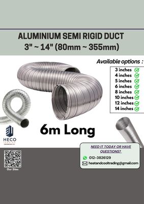 6m long Aluminium Semi Rigid Duct [3 inches to 14 inches]