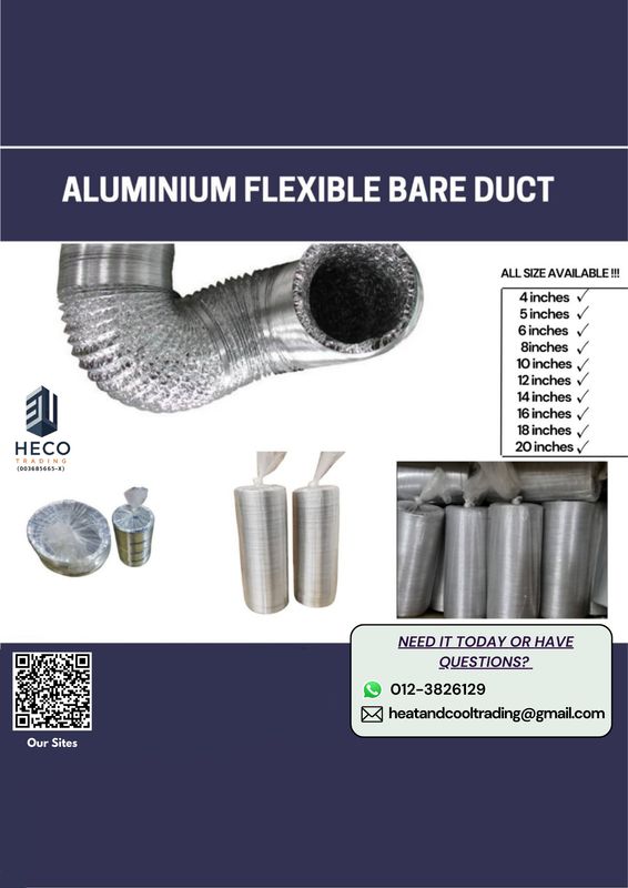 Aluminium Flexible Bare Duct 10m [All sizes available!]