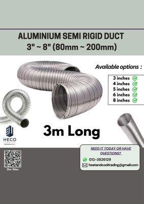 3m long Aluminium Semi Rigid Duct [3 inches to 8 inches] (80mm ~ 200mm)