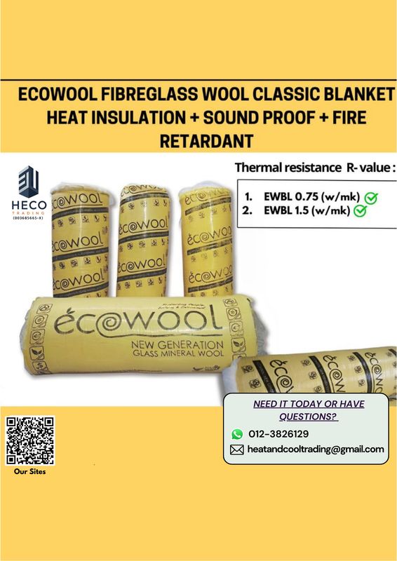Ecowool Fibreglass Wool Classic Blanket Heat Insulation + Sound Proof + Fire Retardant