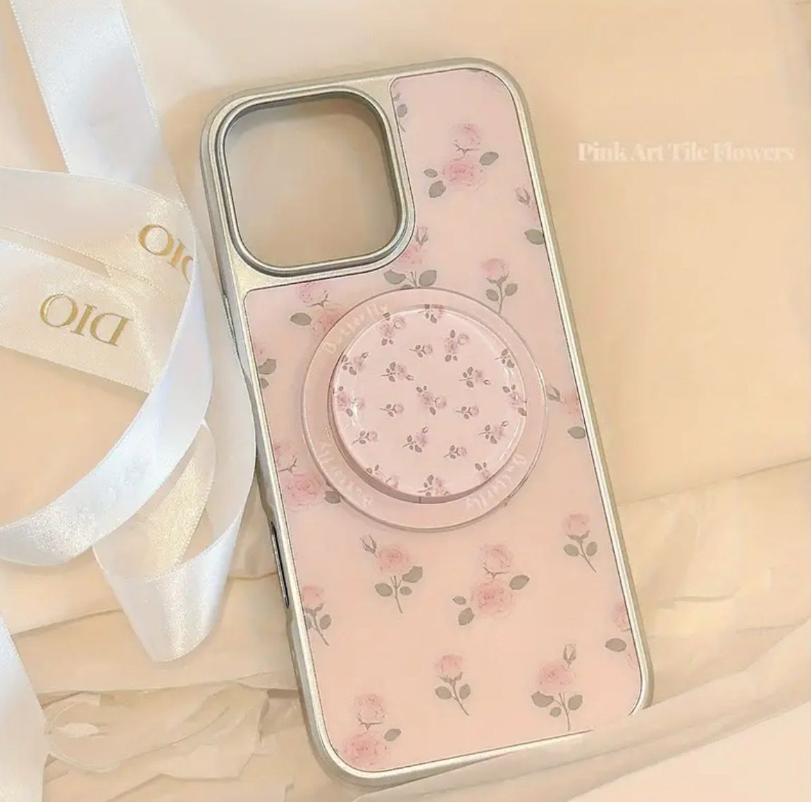 Blush Floral Grip Case – Compatible with iPhone 13
