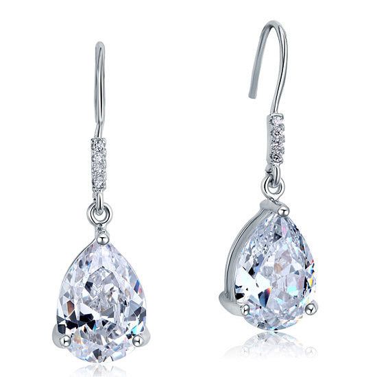 Pear Cut Diamond Bridal Dangle Drop Earrings