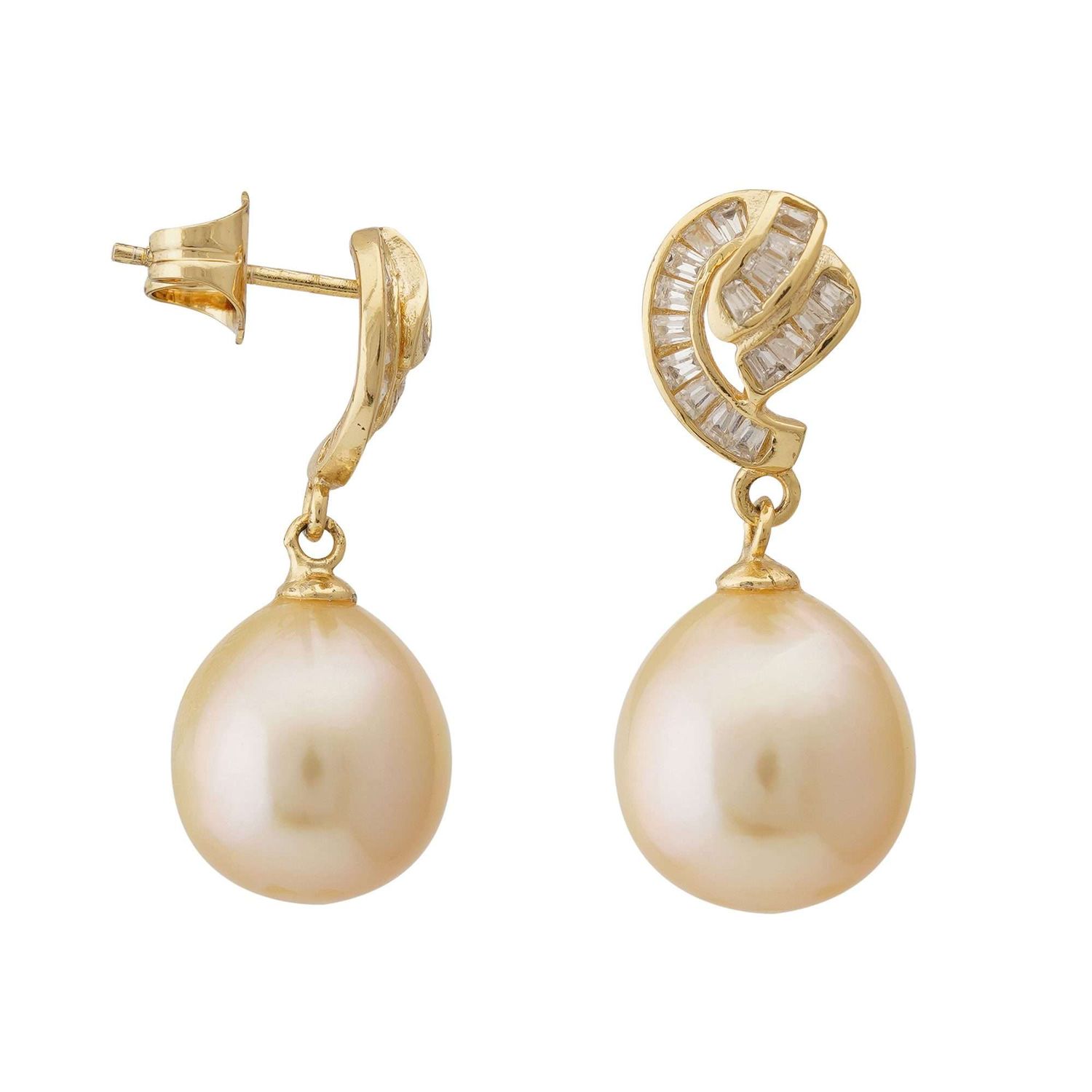 South Sea Golden Pearls Tear Drop Tokyo Earrings