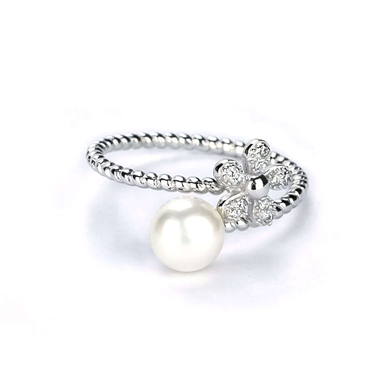 Freshwater Button Shape White Pearls Leabrook Ring