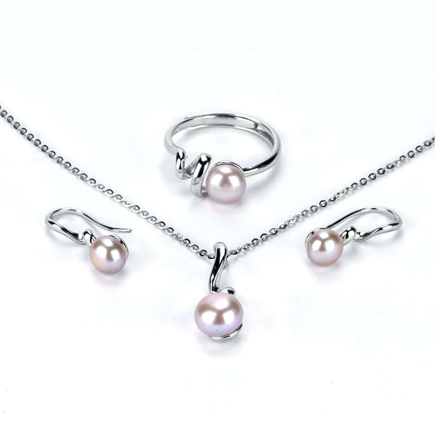 Freshwater Purple Drop and Button Shaped Pearl Clarkson Jewellery Set