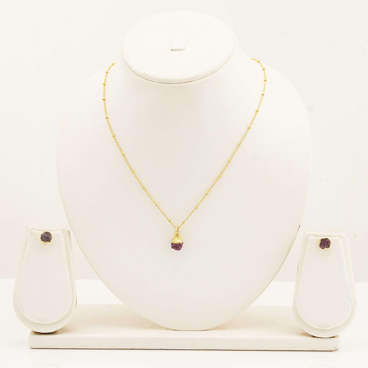 Handmade Ruby Set in its Natural form Gold Plated
