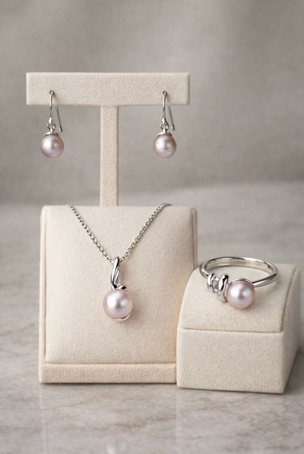 Freshwater Purple Drop and Button Shaped Pearl Clarkson Jewellery Set