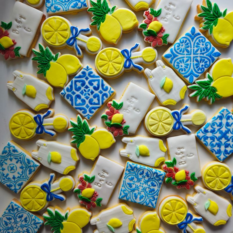 Positano Baby Shower Cookies | Mediterranean Lemon Fondant Cookies 