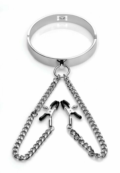 Isabella Sinclaire Slave Collar with Nipple Clamps