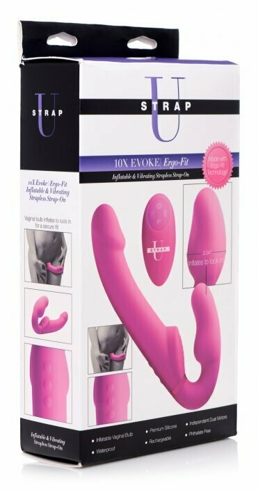 Worlds First Remote Control Inflatable Vibrating Silicone Strapless Strap-On