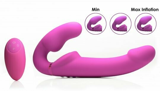 Worlds First Remote Control Inflatable Vibrating Silicone Strapless Strap-On