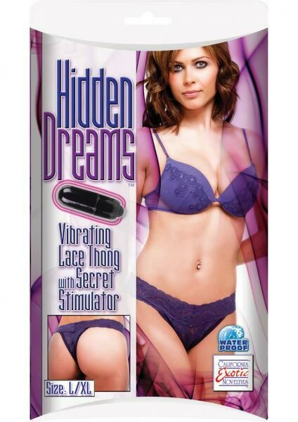 Hidden Dreams Vibrating Lace Thong with Secret Stimulator Purple