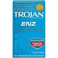 Trojan Condom Enz With Spermicidal Lubricant 12 Pack