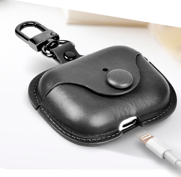 Leather (PU) Case for Airpods, with Keychain