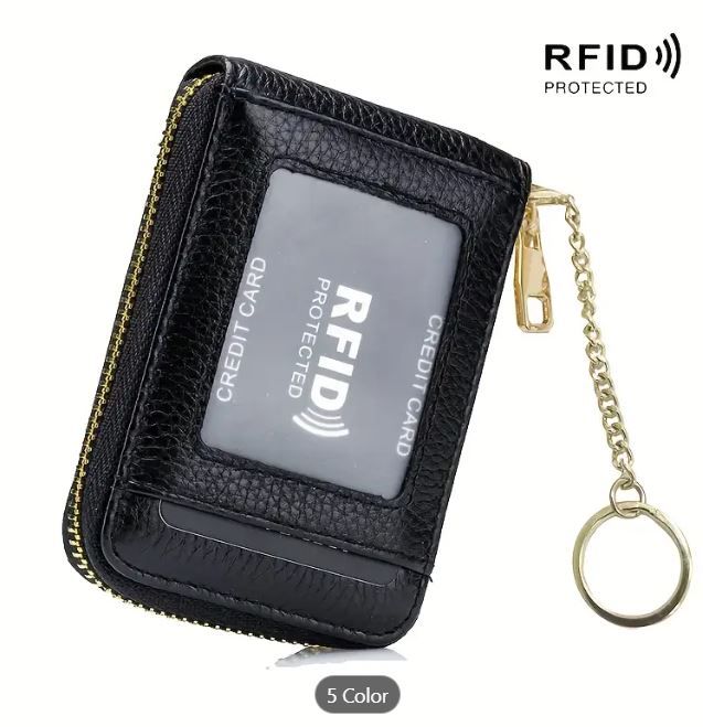 RFID 12 Cards Holder with Zipper Pocket