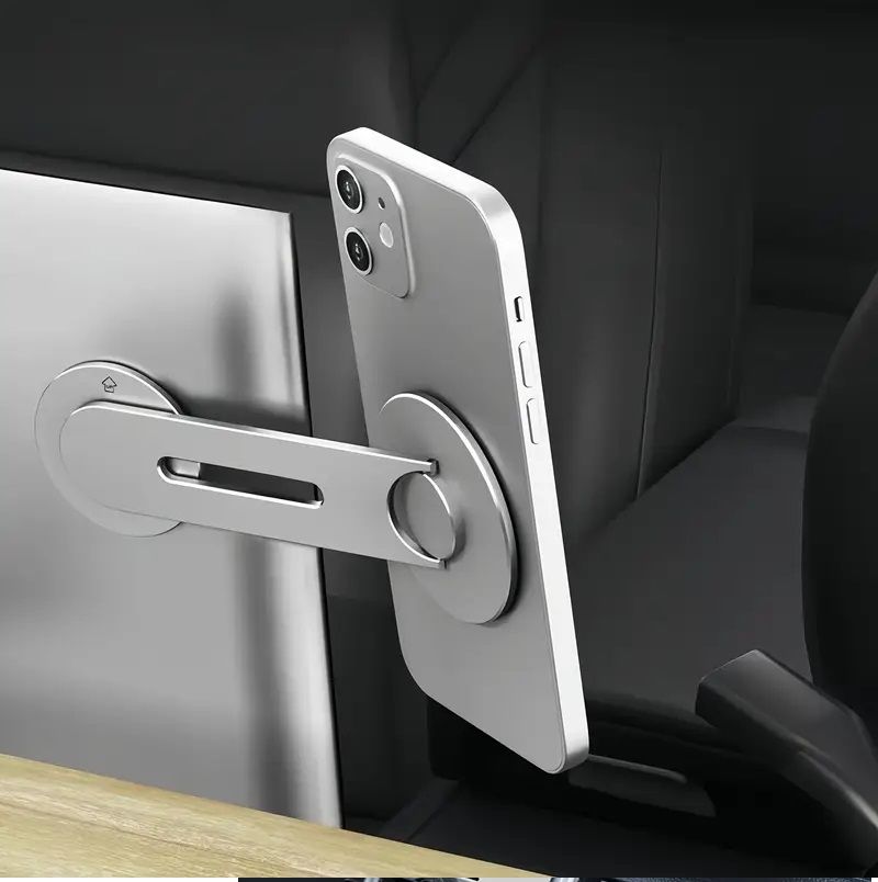 Magnetic Laptop Phone Holder, In-Car screen Phone Mount Silver Alloy Metal