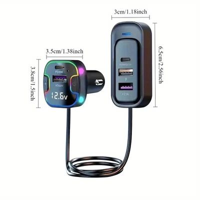 Fast Car Charger with 1.5m extended cable 5 Port Charging