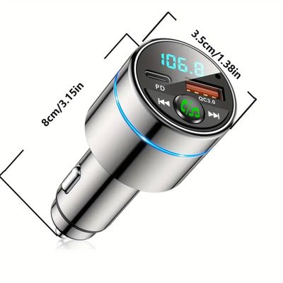Alloy Metal FM Transmitter Bluetooth 5.3, 30W PD &amp; 18W QC3.0 Fast Car Charger
