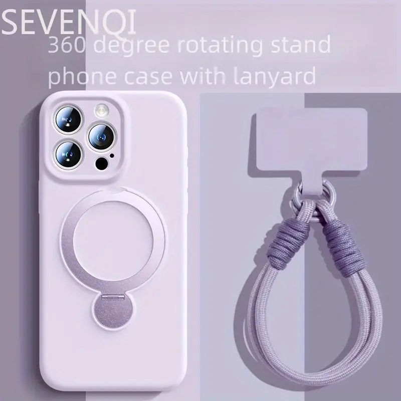 Magsafe Ring Stand Silicone Iphone cases + Wrist Strap