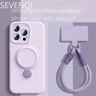 Magsafe Ring Stand Silicone Iphone cases + Wrist Strap