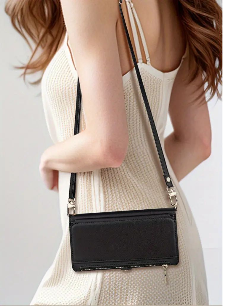 Wallet Flip Phone Case with Crossbody / Wrist Strap for Iphone Samsung Pixel Phones