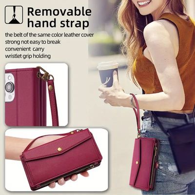 Wallet Flip Phone Case with Crossbody / Wrist Strap for Moto Phones