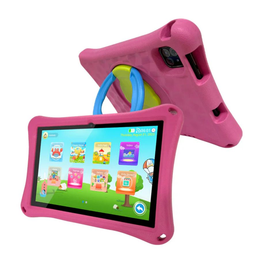 Oteeto K10 Kid&#39;s 5G WI-FI Android Tablet 8&quot; Display, 8GB RAM, 256GB Storage, 6000mAh Battery,8MP Front+13 MP Rear Camera , Children Watch (Gray+Pink))