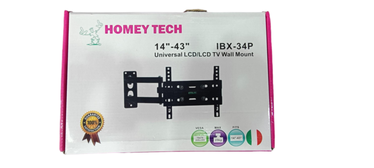 "Homey Tech IBX-34P Universal TV Wall Mount - Adjustable 120° Swivel, Low Profile, Fits 14-43 Inch TVs"