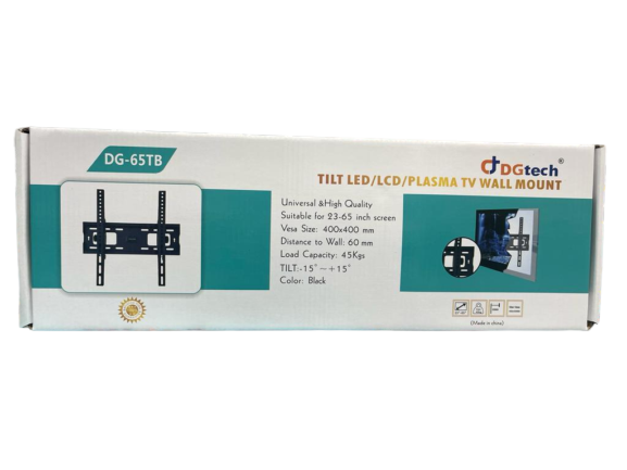 "DGTECH DG-65TB  FIXED TV Wall Mount – Fits 23-65 Inch TVs, 45kg Load Capacity, Tilt +15° to -15°, Low Profile Design (60mm), VESA 400x400mm Compatible"