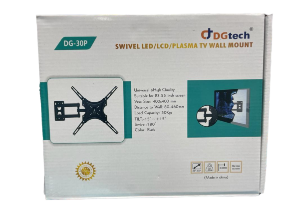 "DGTECH DG-30P Full-Motion TV Wall Mount – Fits 23-55 Inch TVs, 50kg Load Capacity, Tilt +15° to -15°, 180° Swivel, Low Profile Design (8-46mm from Wall)"