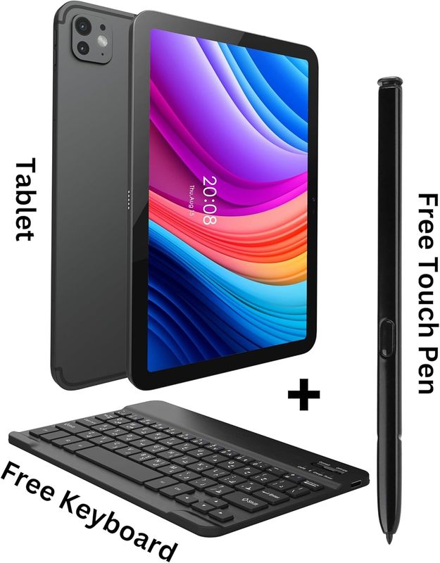 OTEETO TAB 15 10.1" Android Tablet, 8GB RAM 512GB ROM, 5G Dual SIM, Octa-Core, Android 13, Keyboard &amp; Flip Cover.