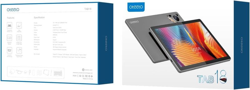 OTEETO TAB 18 Android 14 Tablet – 10.1” Display, 8GB RAM, 512GB ROM, 4G LTE, Octa-Core, 8000mAh, Dual Camera, Keyboard &amp; Stylus