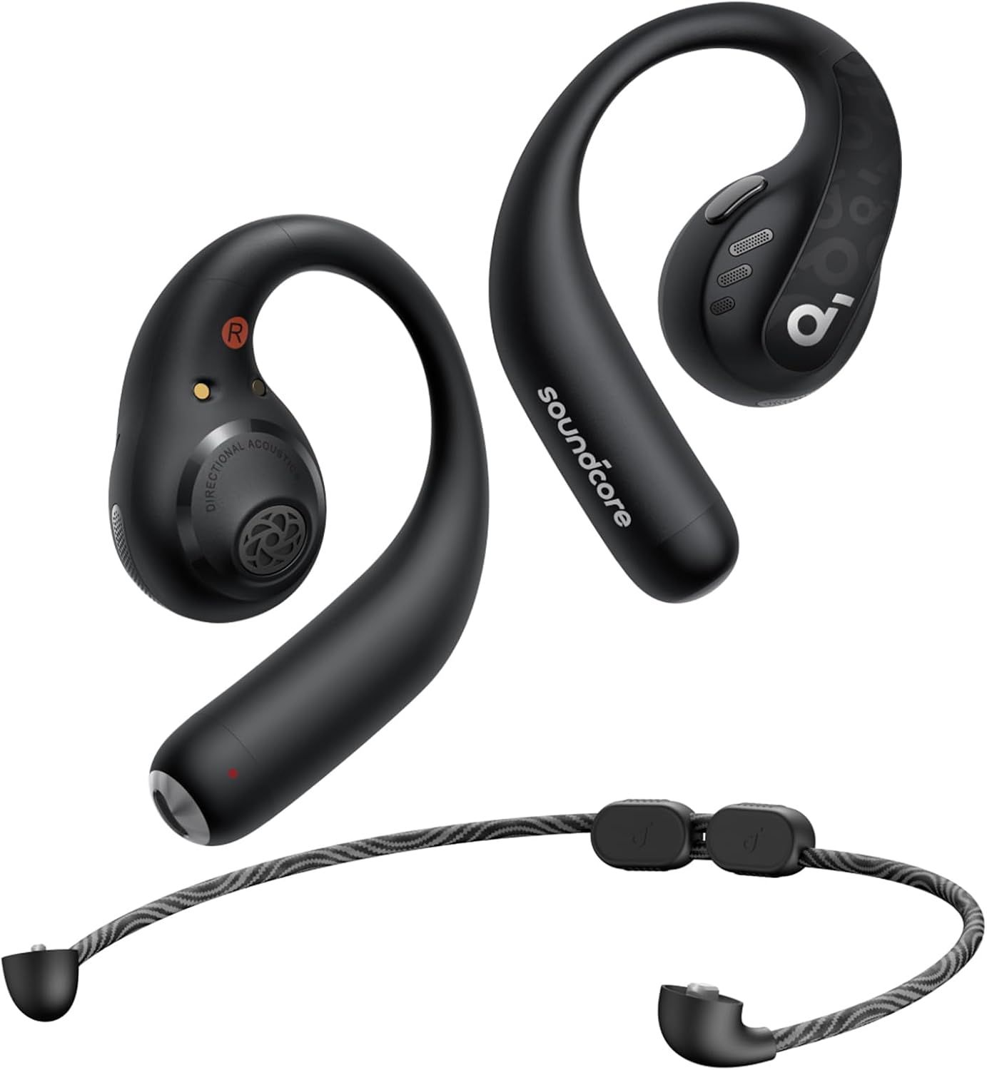Soundcore AeroFit Pro Open-Ear Wireless Earbuds, LDAC, 46H Playtime, IPX5, Neckband – Black (A3871H11)