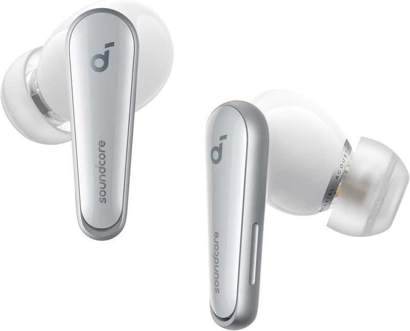 Soundcore by Anker Liberty 4 NC True Wireless Earbuds, Hi-Res Audio with LDAC, Adaptive ANC 2.0, 6 Mics AI-Enhanced Calls, 45H Playtime, Bluetooth 5.3, Wireless Charging, White (A3947H21)