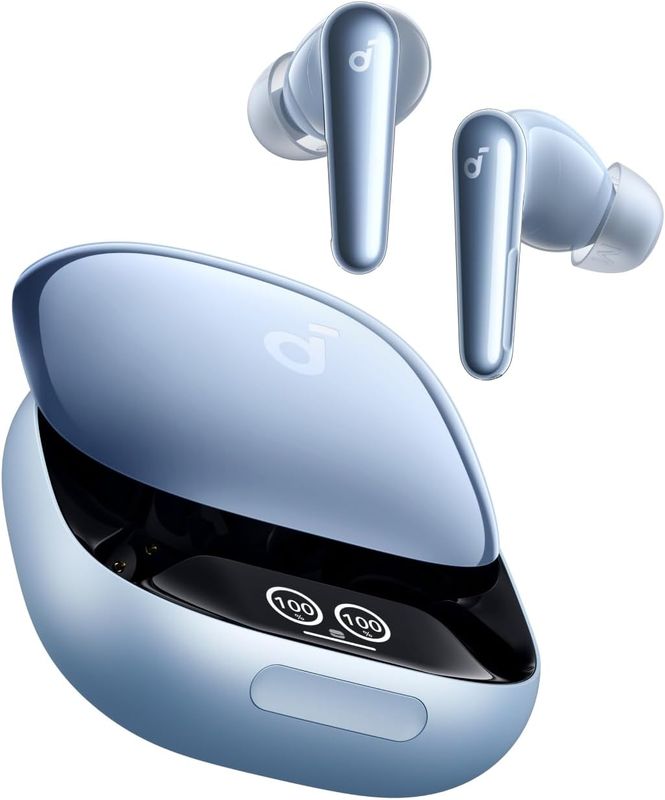 Soundcore by Anker Liberty 4 Pro True Wireless Earbuds, Hi-Res Audio with LDAC, Dual Drivers, Adaptive ANC 3.0, 6 Mics for Clear Calls, 40H Playtime, Bluetooth 5.3, Wireless Charging, Blue (A3954H31)