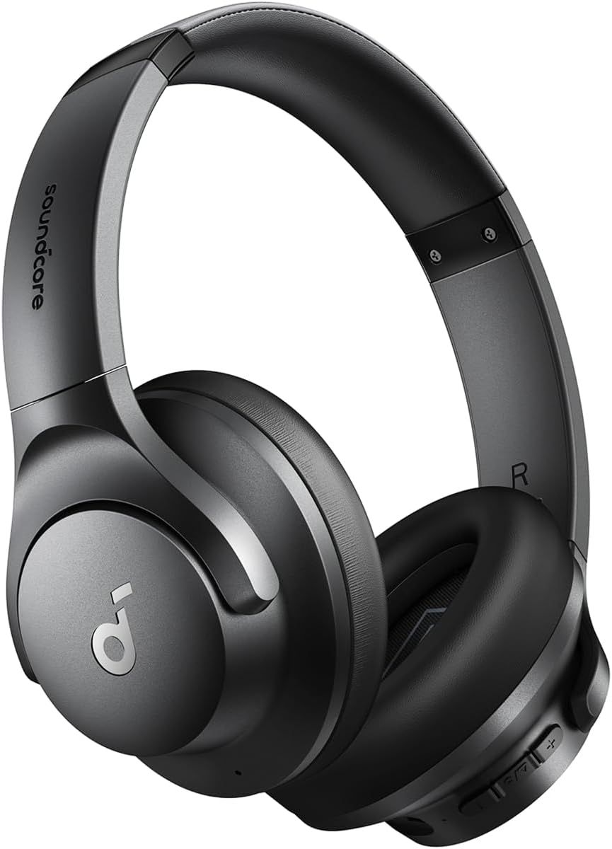 Soundcore Q20i Wireless Over-Ear Headphones – Black (A3004H11) | Hybrid Active Noise Cancelling, 40mm Drivers, 60H Playtime, BassUp, App Control, Bluetooth 5.0, Foldable Design, AUX Support.
