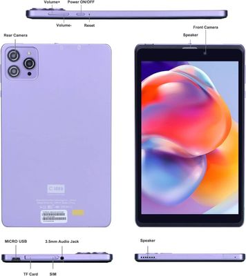 C Idea CM818 Android Tablet, 8" HD Screen, 4GB + 64GB, 4G LTE, WiFi, Dual Camera, Slim Design