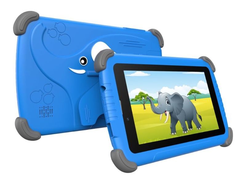 Modio M793 Kids Tablet, 7-inch Display, RAM 4GB, ROM 128GB Kids Educational Tablet PC – Dual Sim Shockproof Protective Case, Blue/Green/Pink
