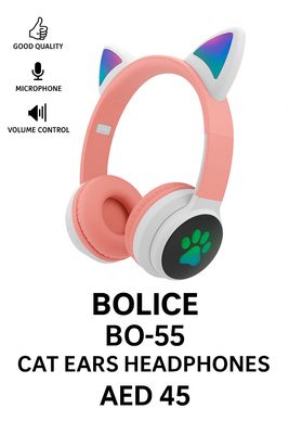 BOLICE BO-55 Cat Ears Headphones with LED Lights, Microphone &amp; Volume Control