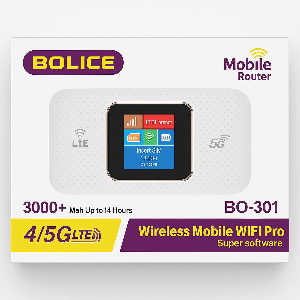 Bolice BO-301 Wireless Mobile WiFi Pro – 4G/5G LTE, 3000mAh Battery, Portable Router