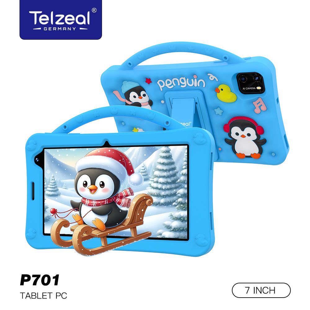 Telzeal 701 – 7-Inch Kids Learning Tablet, 6GB RAM + 128GB Storage, Android 13, Quad-Core Processor, Wi-Fi, Dual Camera, 3500mAh Battery – With Protective Case &amp; Educational Apps