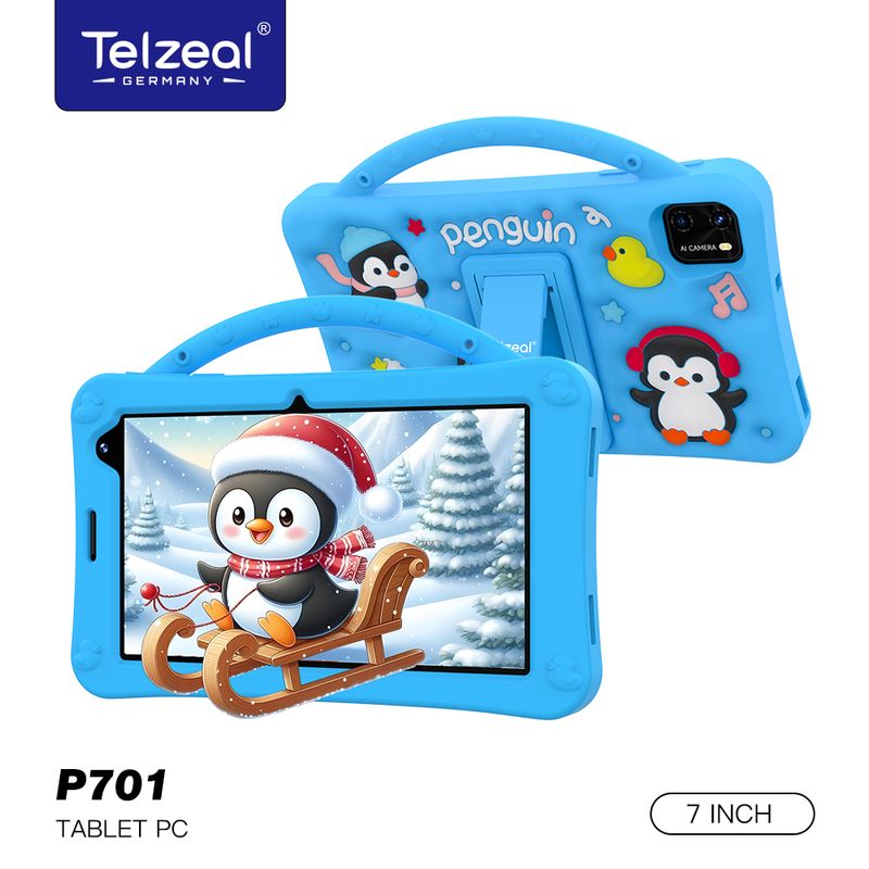 Telzeal 701 – 7-Inch Kids Learning Tablet, 6GB RAM + 128GB Storage, Android 13, Quad-Core Processor, Wi-Fi, Dual Camera, 3500mAh Battery – With Protective Case &amp; Educational Apps