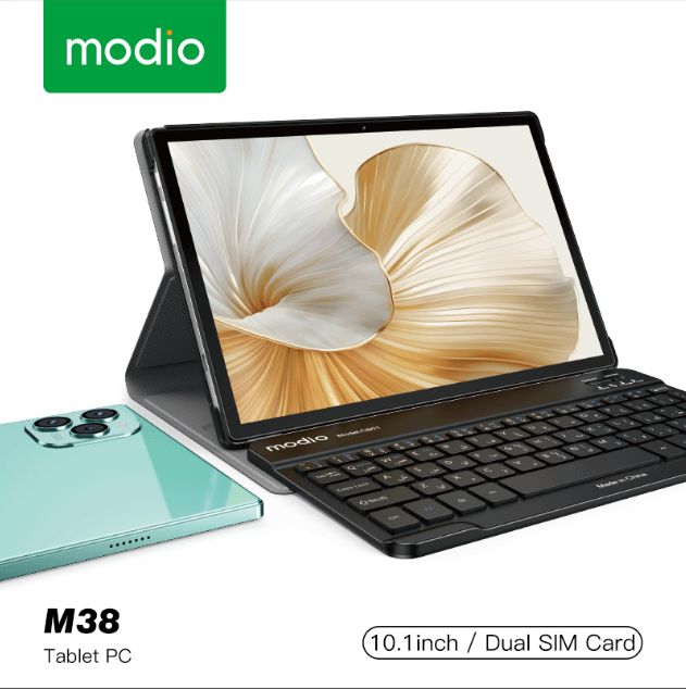 Modio M38 – 10.1″ Android Tablet, 8GB RAM + 512GB ROM, Dual SIM 5G LTE, Octa-Core, 8000mAh Battery – With Keyboard, Mouse, Stylus &amp; Protective Case
