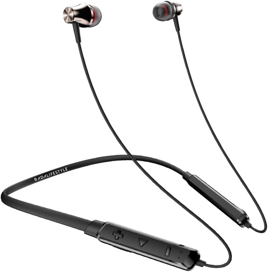 Radalifestyle Air6 Dynamic Bass Bluetooth In Ear Neckband with Upto 12 Hours Playback, Fast Charge,Magnetic buds,Sweatproof,Long Lasting Battery And Bluetooth v5.2