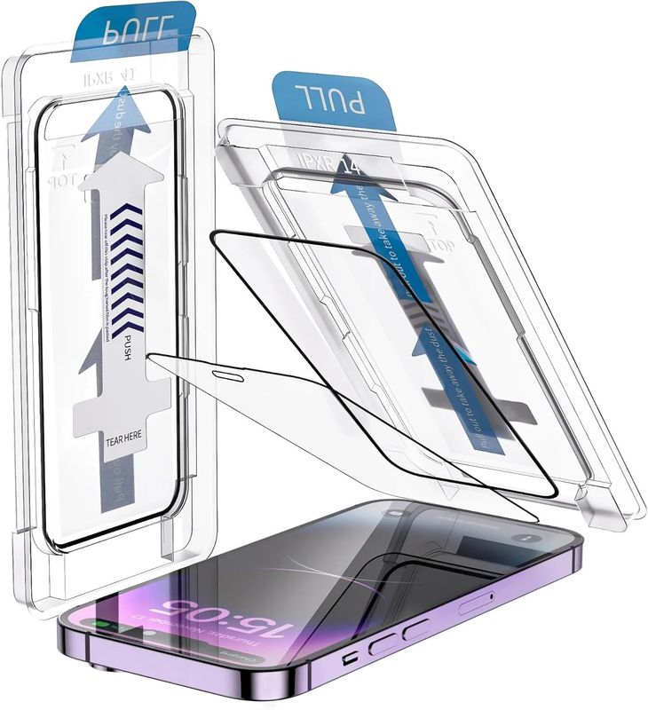 Radalifestyle iphone 15 pro max screen protector, tempered glass, easy fix tray