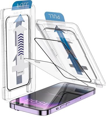 Radalifestyle iphone 15 pro max screen protector, tempered glass, easy fix tray