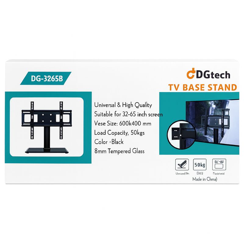 "DGTECH Universal LCD TV Stand, Mobile TV Base – Fits 32-65 Inch TVs, 50kg Load Capacity, VESA 600x400mm Compatible"