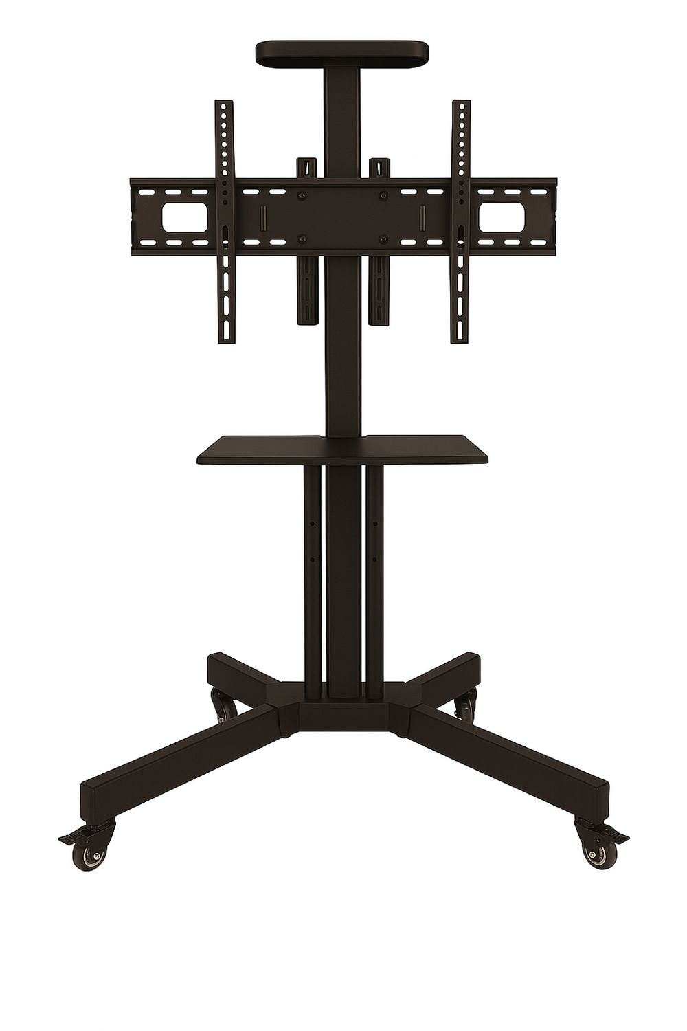 Siltron LF-TR-1500 Heavy-Duty Mobile TV Stand with Shelf &amp; Lockable Wheels – Fits 32″–65″ TVs, 50kg Capacity, VESA 600x400mm Max